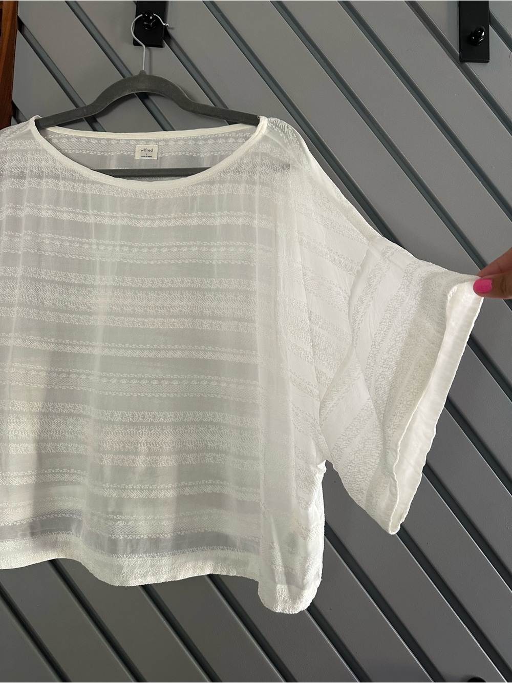 Wilfred White Boxy Sheer Stripe Blouse - Picture 2 of 4